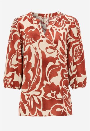 Soyaconcept - Mønstret viskosebluse i rust / mønstret til damer i størrelse M (40) - Cellbes