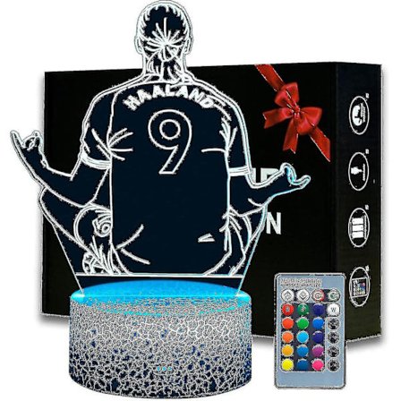 Norge Alf-inge Haaland Fodboldspiller #9 Natlampe Til Drenge, 16 Farveændrende Dæmpbar Med Fjernbetjening Værelse Fodbold Dekoration, Skrivebord Til 