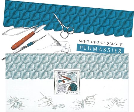 Frankrig - Fjerkunst - Postfrisk miniark i folder