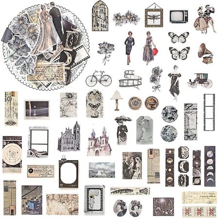 100 st Vintage Scrapbook Washi Stickers Estetiska Ephemera Scrapbooking Tillbehör Stationära Junk Journal för Bullet Journals