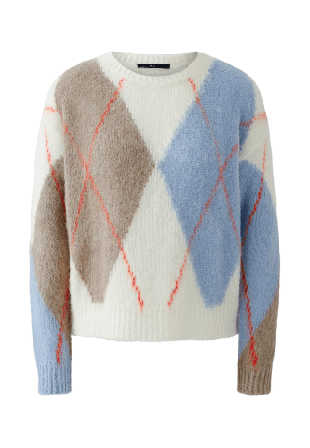 Oui Stickad tröja Tröjor Dam Flerfärgad 34