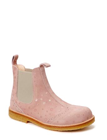Booties - Flat - With Elastic Snørestøvletter Støvletter Rosa ANGULUS