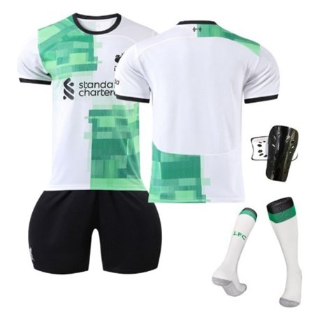 23/24 Liverpool bortefotballdraktsett med sokker og beskyttelsesutstyr