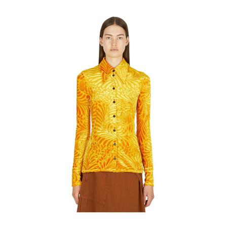 Jil Sander Floral Devoré Shirt Orange, Dame Skjorter
