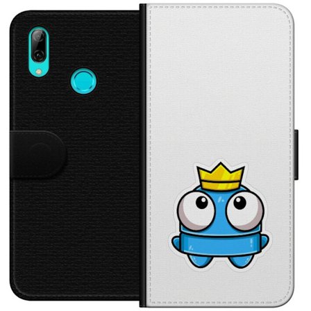 Yhteensopiva Lompakkokotelo Huawei Huawei P smart 2019 Sininen piirros hahmo kruunulla ja suurilla silmillä leikkisässä kuninkaallisessa tyylissä