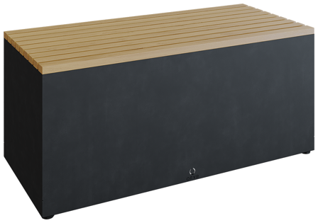 OFYR Garden Bench Black Trädgårdsbänk teak-träplanka Svartlackerat stål, Utemöbler