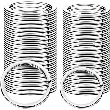 Nøgleringe, 100 stk. flade splitringe, størrelser 25 mm og 28 mm, metalringe til husnøgler og hobbyprojekter