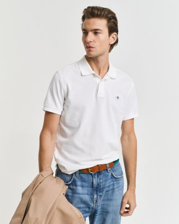 GANT Herren Slim Fit Piqué Poloshirt (XL) Weiß