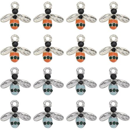 40 st Bin Charm Hängsmycken Guld Bin Charm Legering Emalj Strass HoneyBee BumbleBee Små Insekter Vår Charm