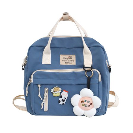 Ryggsekk søt tote bag med blomstertilbehør Kawaii Pins for Gi