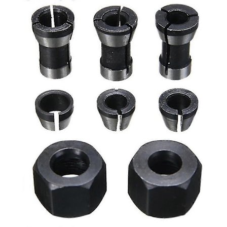 8 stk. Højpræcisions Adapterpatron Sæt 6mm/6.35mm/8mm Patron Chuck Gravering Trimming Maskine Rute