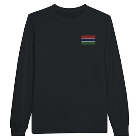 T-shirt med lange ærmer - PIXELFORMA - Gambias flag - Sort - Regular pasform - Klassisk krave