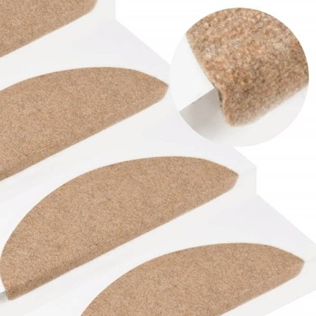 vidaXL Itsekiinnittyvät askelmatot 10 kpl beige 56x17x3 cm Beige