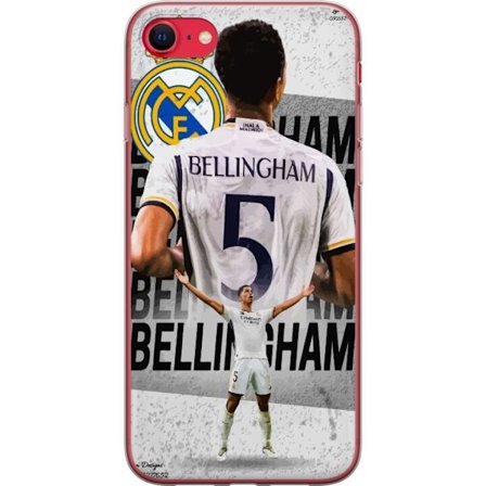 Yhteensopiva Puhelinkuori Apple Apple iPhone 8 Real Madrid jalkapallomotiivi Jude Bellinghamilla numero 5 paidassa, suuri seuraembleemi, vahva urheilu