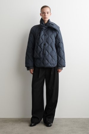 COS Femme Veste Matelassée À Détail Écharpe Jacket in Bleu