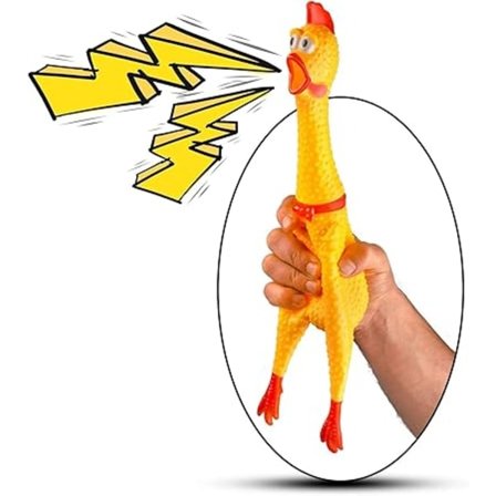 Skrigende Gummi Kylling Hundelegetøj, Hylende Morsom Spøg Nyhedsgave til Voksne & Børn, Holdbart Anti-Stress Klemme Spil