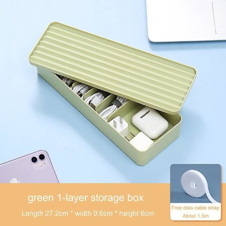 Cable Storage Box Transparent Plastic Data Line Storage Container For Desk Stationery Multifunctional Headset Data Charging Line