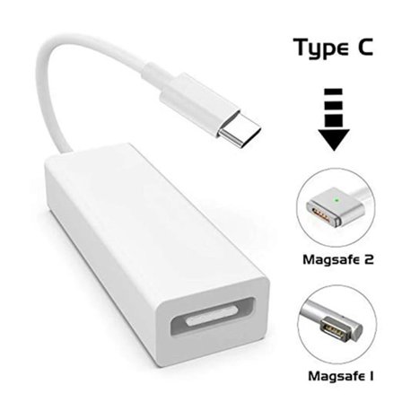 Anywatt 5-polet Magsafe 2 Magnetisk T-spids Hun til USB-C / Type-C Han Opladningsadapter Konverter til Macbook Pro (hvid)