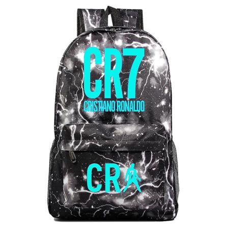 Blue Luminous Surrounding Football Ronaldo Tenårings skolesekk - Unisex Casual ryggsekk for menn og kvinner 5