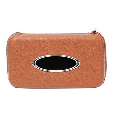 Dekorativ Läderbehållare för Bilvävnader, Hängande Ask för Fordon, Brun