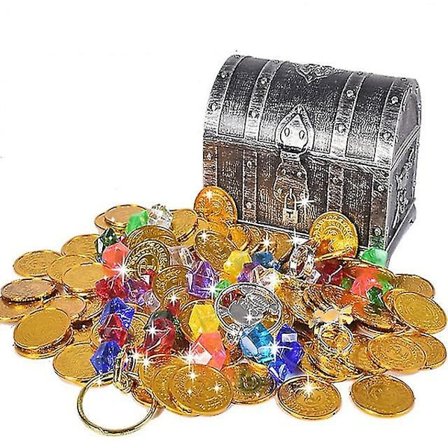 Børne Pirat Skattekiste Legetøjsboks Antik Farve Til Festgaver Rekvisitter Dekoration/Børne Opbevaring Skattekiste