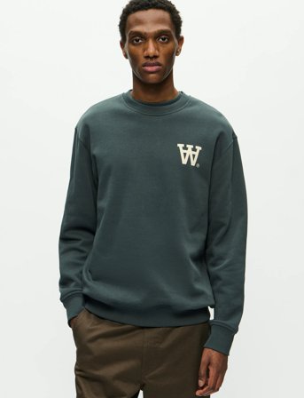 WOOD WOOD Wwnoel Aa Chest Print Sweatshirt - Green - S