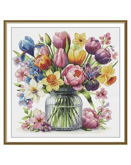 Broderikit Billede Stedmoderblomstbuket - Nova Sloboda