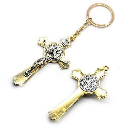 #Sankt Benedictus Ondskabsbeskyttelse Medalje Kors Metal Nøglering Tro Nøglering Fra Jerusalem Beskyttelse Benedictus Charm#