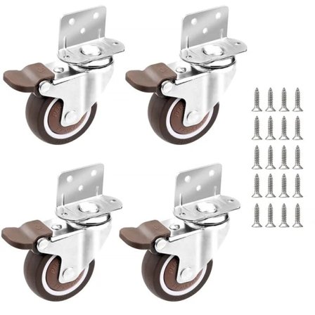 4 stk. Hjul - 25 mm til Møbler Små Drejelige Hjul med Bremse