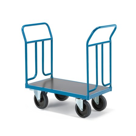 Plattformwagen TRANSFER, 2 Stahlenden, 900x500 mm, elastischer Gummi, keine Bremsen