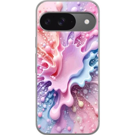 Kompatibelt Mobilskal till Google Google Pixel 9 Pro Pastell splash - Abstrakt motiv i rosa, blått och lila toner