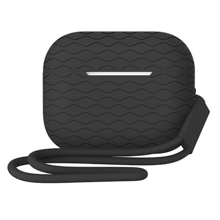 AirPods Pro 2 vågstrukturerat silikonfodral med rem - Svart