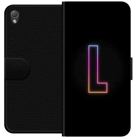 Kompatibelt Plånboksfodral till Sony Sony Xperia Z3 Minimalistisk neonbokstav L i mjukt färgskiftande ljus mot svart bakgrund med ren grafisk esteti