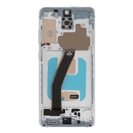 Komplet blok til Samsung S20 LCD-skærm + berøringsglas og hvidt chassis
