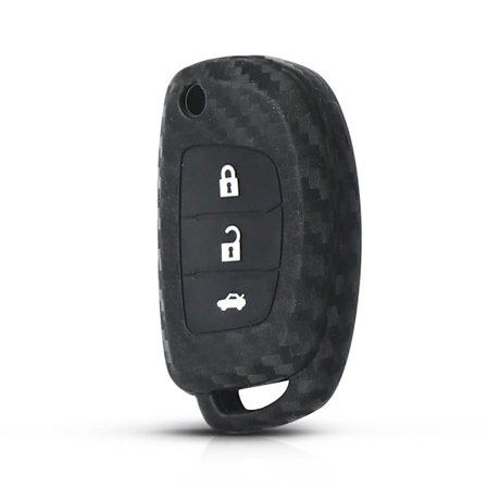 Silicone Carbon 3-knapps bilnyckelfodral till Hyundai