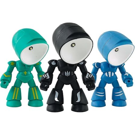 3 stk. Mini Led Mecha Natlampe Sød Lille Heltefigur Lampe Foldbare Robotter Lille Bordlampe Gave Til Fødselsdag