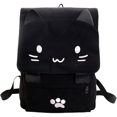 reppu kissa esteettinen kissa anime miau eläin koulutarvikkeet japanilainen kirjalaukku musta suuri kapasiteetti