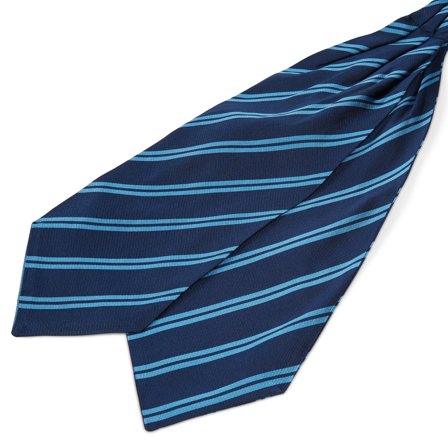Cravate Ascot en soie bleu marine à rayures parallèles pour hommes - Cravates Ascot