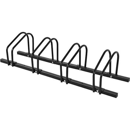 Porte til 4 Cykler til Gulv eller Væg COSTWAY 120x32,5x26 cm i Rustfrit Stål - Dækbredde 55 mm - Pladsbesparende - Sort
