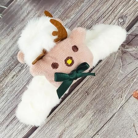 Jule-Plysj Stor Hårklype Hvit Plysj Hårklype Klem Koselig E