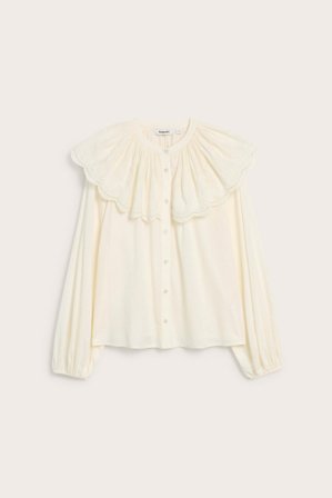 Kappahl | Bluzka z haftowanym kołnierzem | Offwhite