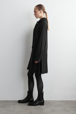 COS Women's Vestido Corto De Manga Larga Con Bufanda in Negro