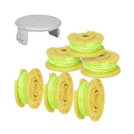 6-pack Trimmerspolar med trimmertråd och lock för RYOBI grästrimmer