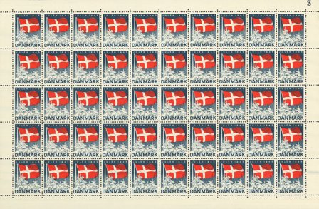 Danmark - julmärkeark 1945 - Ufoldet