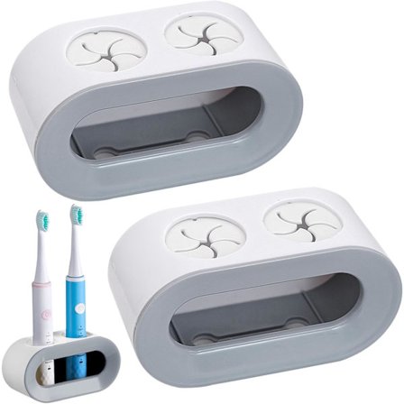 Elektrisk tandbørsteholder, stærk selvklæbende vægmonteret tandbørsteholder justerbar badeværelses tandbørsteorganisator (grå)