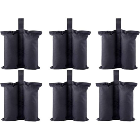 Premium Kraftiga Vægtposer for Øjeblikkelig Beskyttelse - Sandpose til Teltben, Pop-Up Baldakin, Vægtet Fodpose (Størrelse M - 6, Sort)