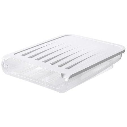 Automatisk rullende æggebakke køkken faldsikkert opbevaringsboks (hvid)