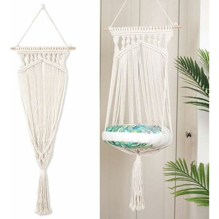 Katt Hängmatta Bomullsblandning Hängande Korg Katt Rep Makramé Gunga Korg Bomullsrep - Husdjurshängare - MODOU