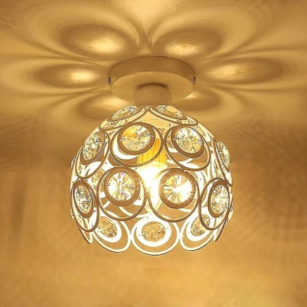 Moderne hvit krystall taklampe, mini semi-flush mount E27 krystall lysekrone