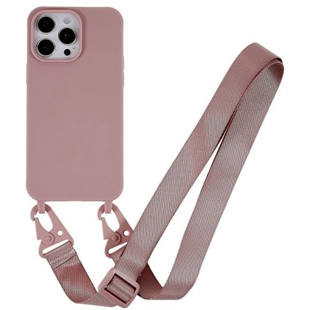 iPhone 14 Pro 6,1 tommer Anti-ridse Mat overflade Fleksibelt telefon cover Anti-fald Beskyttende skal og bred rem - Dyb Pink
